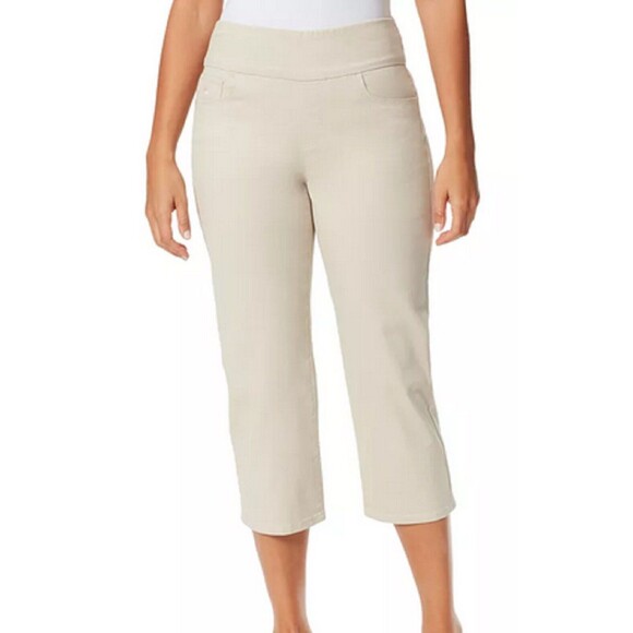 NWT Gloria Vanderbilt Ladies Pull On Crop Pant Beige Size 8 - Picture 1 of 1